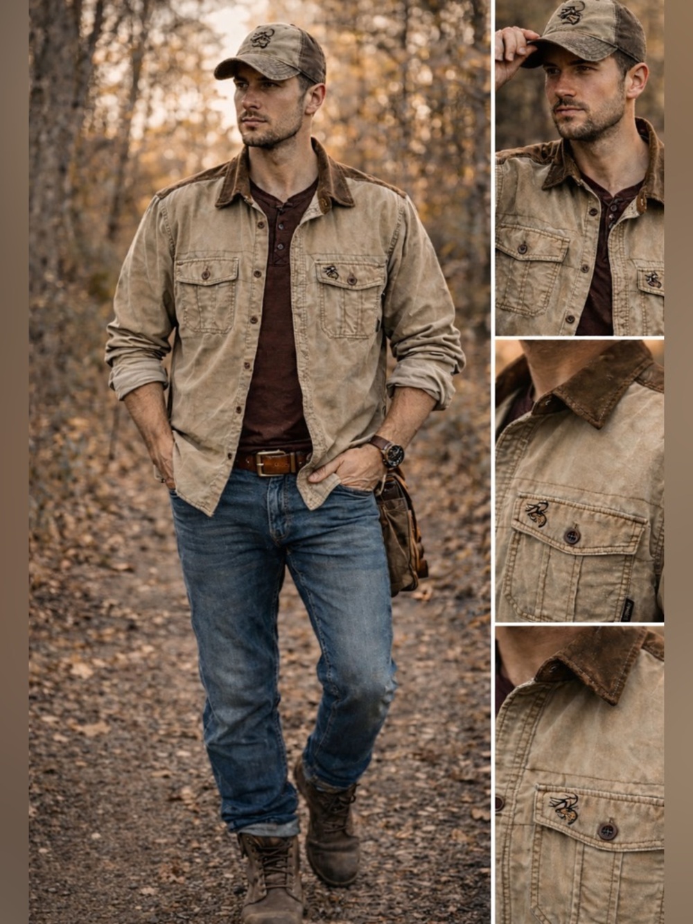 Rare Legendary Whitetails Flannel Corduroy Suede Outdoorsman Mens Large Shirt